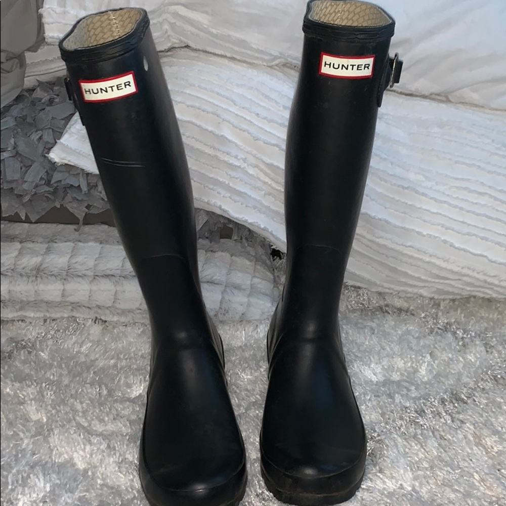 Matte black hunter boots